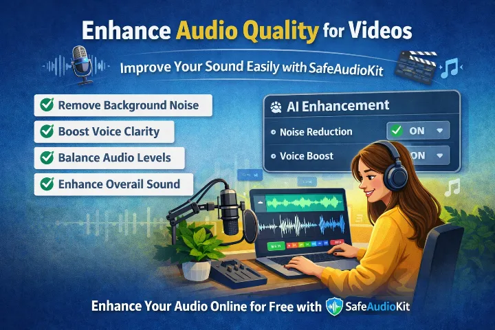 Enhance audio quality for videos using an online AI audio enhancement tool with noise reduction and voice boost